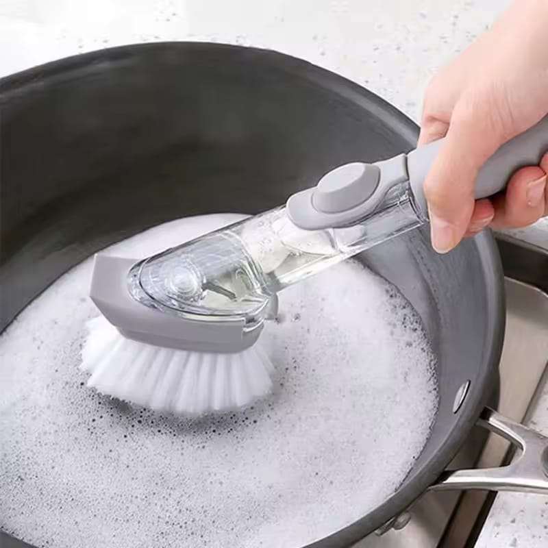 🧽 Brosse Vaisselle avec Réservoir de Savon – Nettoyage Rapide & Hygiéniqu