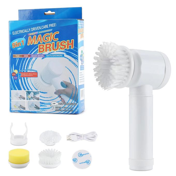 🧼 Brosse Électrique Rechargeable 5-en-1 – Nettoyage Puissant et Sans Effort
