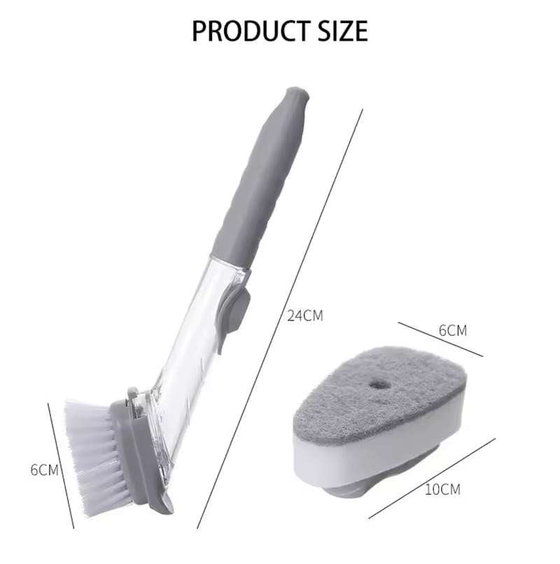 🧽 Brosse Vaisselle avec Réservoir de Savon – Nettoyage Rapide & Hygiéniqu