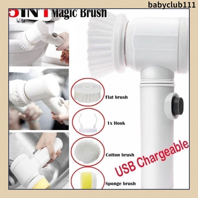 🧼 Brosse Électrique Rechargeable 5-en-1 – Nettoyage Puissant et Sans Effort